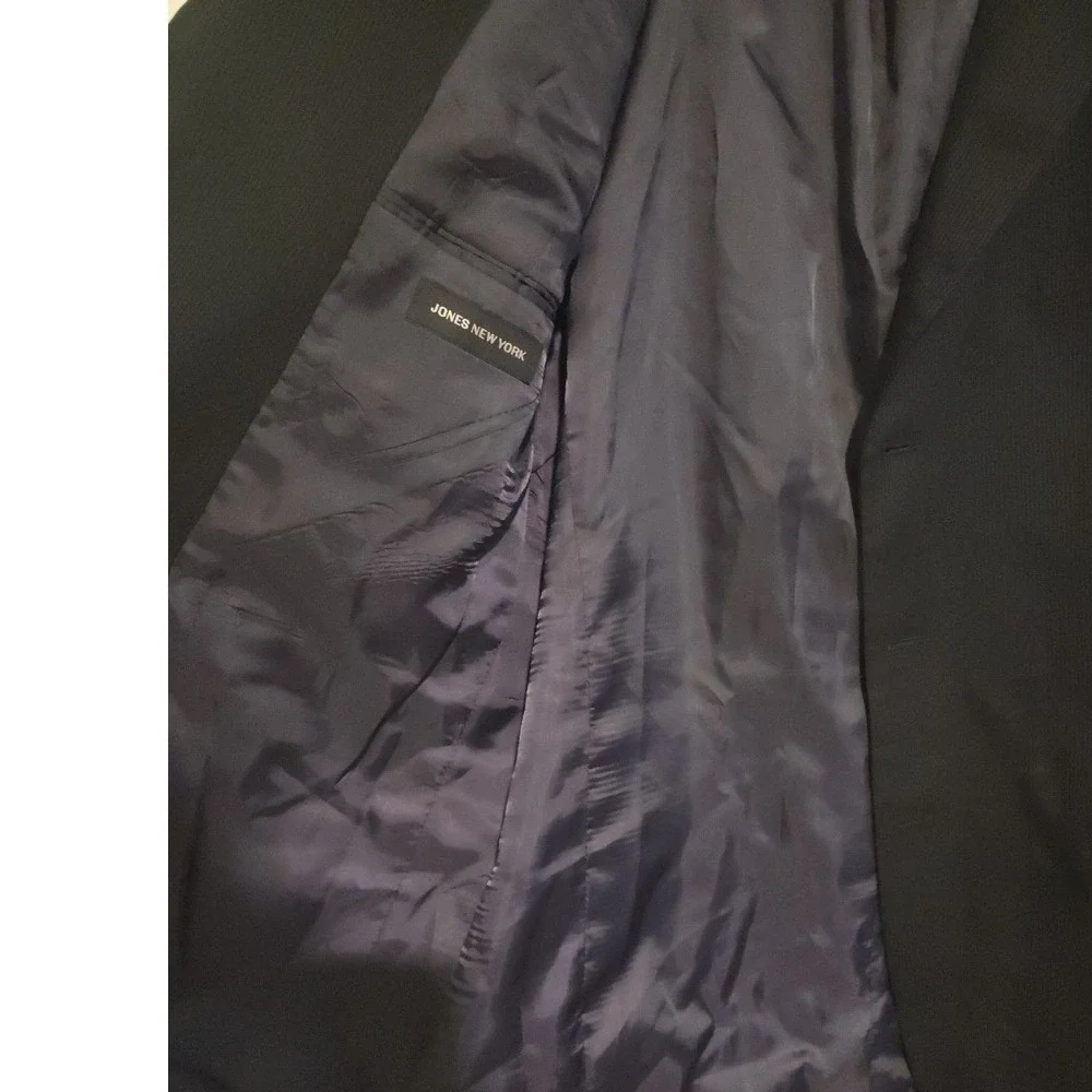 Jones New York Silk Sharkskin Wool Blazer,‎ Charcoal Gray Sport Coat, Men's 44L